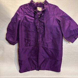 Kate Spade New York Purple Ruffled Silk Blouse Small Top Shirt